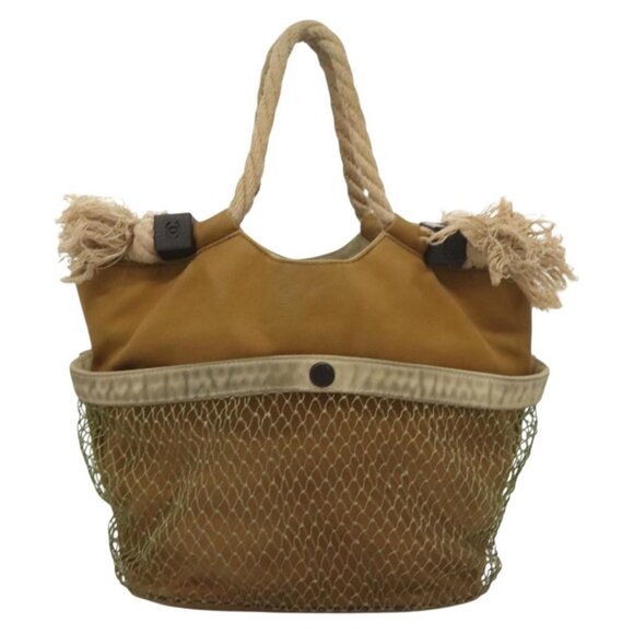 CHANEL Camelia COCO Mark Hand Bag Canvas Brown Silver CC Auth 132294 - Picture 3 of 16